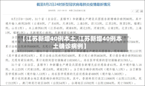 【江苏新增40例本土,江苏新增40例本土确诊病例】