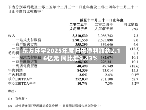 东方环宇2025年度归母净利润约2.16亿元 同比增9.43%