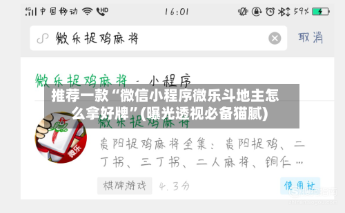 推荐一款“微信小程序微乐斗地主怎么拿好牌”(曝光透视必备猫腻)