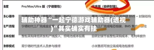 辅助神器“一起宁德游戏辅助器(透视)”其实确实有挂