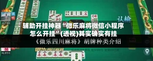 辅助开挂神器“微乐麻将微信小程序怎么开挂	”(透视)其实确实有挂-第2张图片