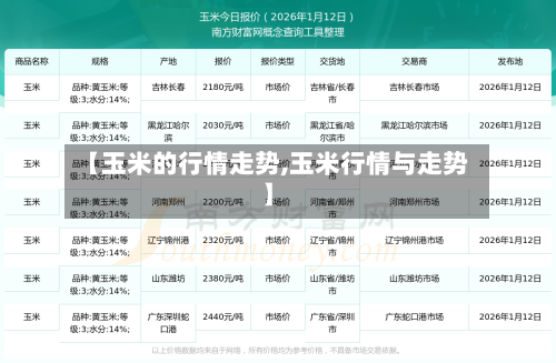 【玉米的行情走势,玉米行情与走势】