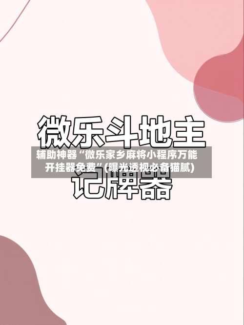 辅助神器“微乐家乡麻将小程序万能开挂器免费”(曝光透视必备猫腻)