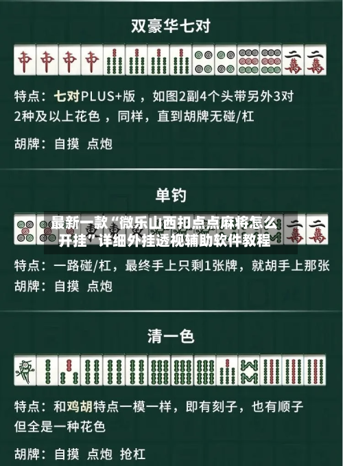 最新一款“微乐山西扣点点麻将怎么开挂”详细外挂透视辅助软件教程-第2张图片