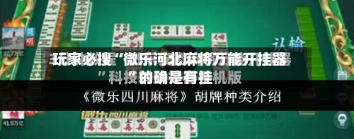玩家必搜“微乐河北麻将万能开挂器”的确是有挂-第3张图片