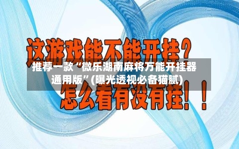 推荐一款“微乐湖南麻将万能开挂器通用版”(曝光透视必备猫腻)