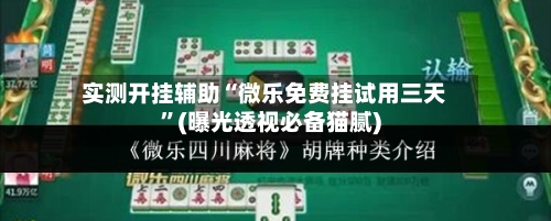 实测开挂辅助“微乐免费挂试用三天”(曝光透视必备猫腻)