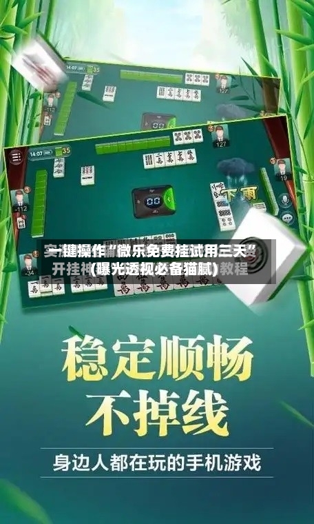 一键操作“微乐免费挂试用三天”(曝光透视必备猫腻)