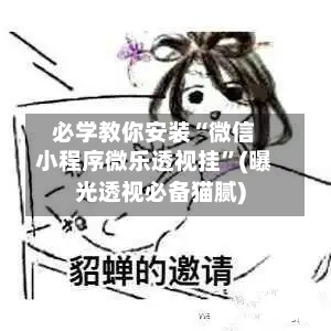 必学教你安装“微信小程序微乐透视挂”(曝光透视必备猫腻)