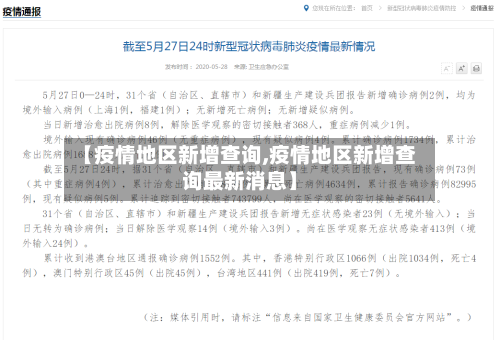【疫情地区新增查询,疫情地区新增查询最新消息】
